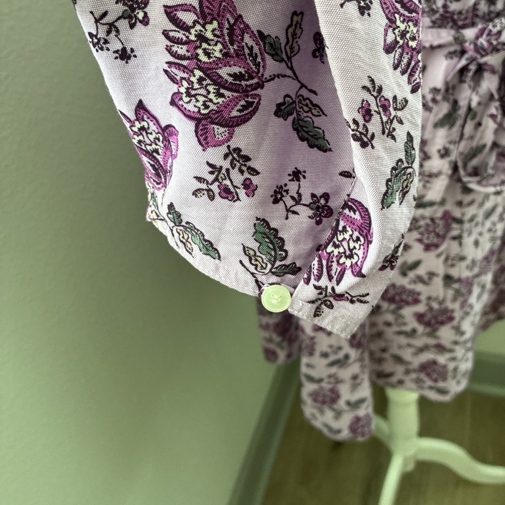 Loft Women's Floral V-neck 3/4 Sleeve Midi A-Line Dress Tie Waist Size Medium - Picture 6 of 12